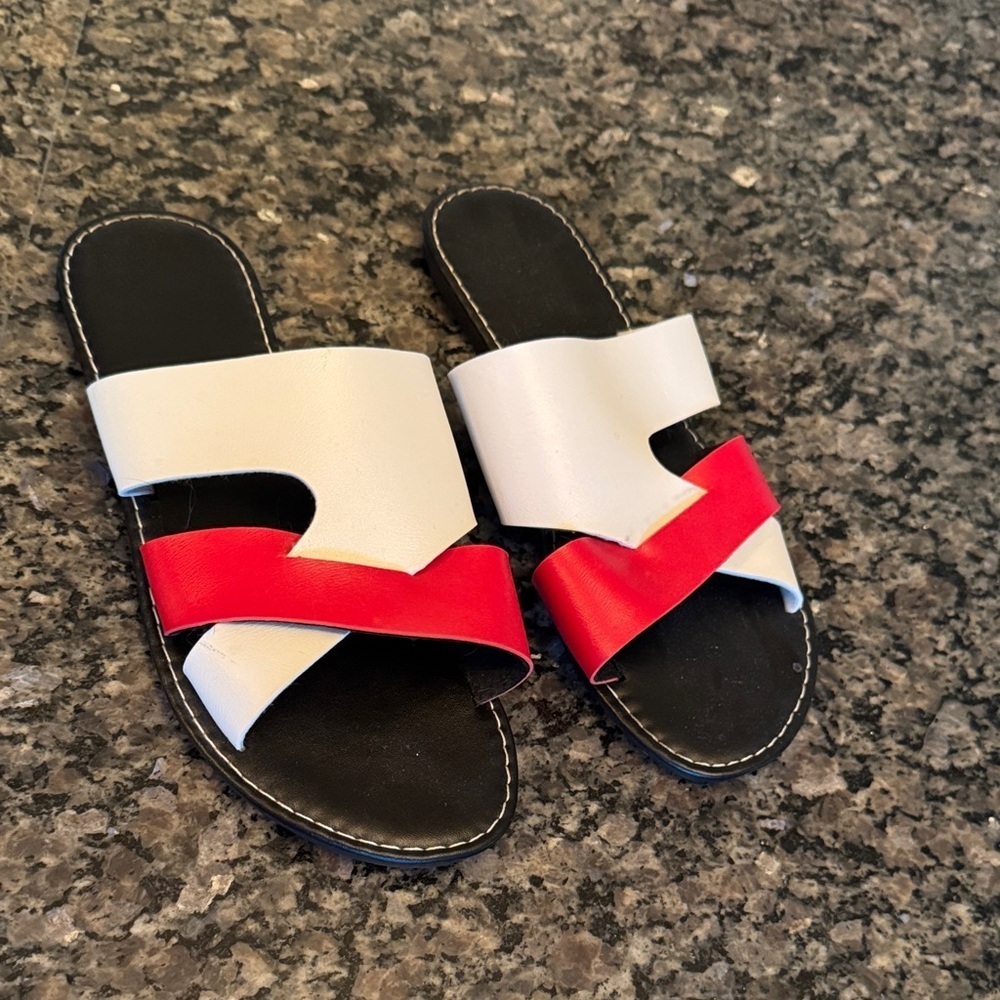 Criss cross Sandals - Red and White EUC 8.5